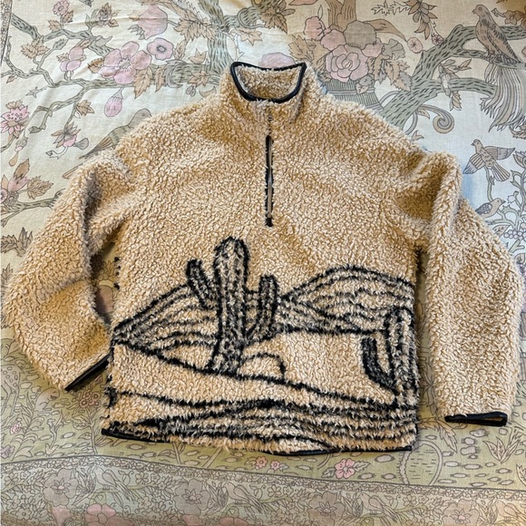 NWOT Viral 🔥 Desert Cactus Zara Sherpa Fleece Pull Over S/M - Picture 4 of 7